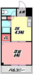 吉岡第二ビル 1DKの間取図画像