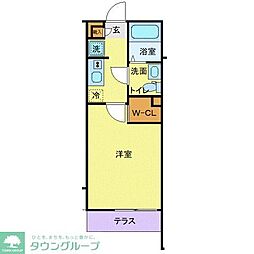 ラフィーナー松戸 1階1Kの間取り