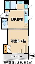 ＭＥＲＩＤＩＡＮ　ＡＮＮＥＸ 2階1DKの間取り