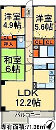 プライムシティ松戸 5階3LDKの間取り