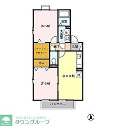 ツインハイム　Ｅ 2階2DKの間取り