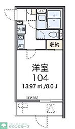 クレイノＳｍａｌｌＲｉｖｅｒII 3階1Kの間取り