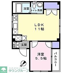 リッチハイツ南行徳II 2階1LDKの間取り