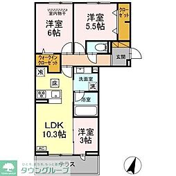 リシェスみのり台　A棟 1階3LDKの間取り