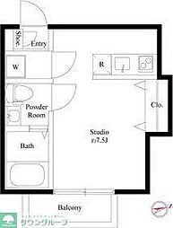 ブランノワール船橋 3階ワンルームの間取り