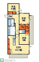 つくばエクスプレス 柏の葉キャンパス駅 徒歩9分の賃貸マンション 3階3LDKの間取り