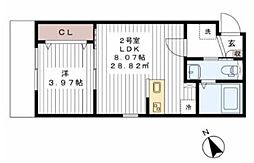 メゾン・ア・ルエ松戸 1階1LDKの間取り