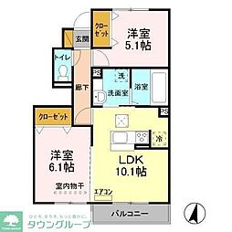 CREAII 1階2LDKの間取り