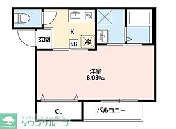 CRASTINE五香西 3階1Kの間取り