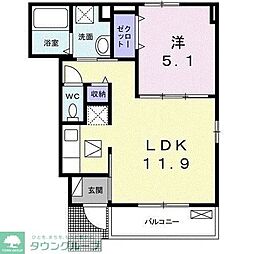 シオンジェルメ 1階1LDKの間取り