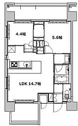 B CITY ART RESIDENCE CENTRAL PARK 6階2LDKの間取り