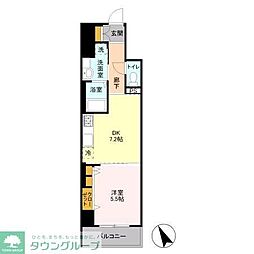 JR総武線 西船橋駅 徒歩4分の賃貸マンション 6階1DKの間取り
