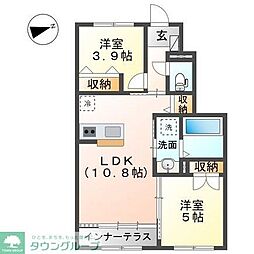 マロン・ド・サンII 1階2LDKの間取り