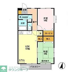 クレア鰭ヶ崎 2階2LDKの間取り