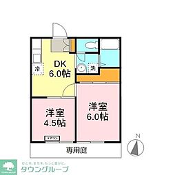 グレース松戸A 2DKの間取図画像