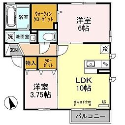 リバレイン1 2LDKの間取図画像
