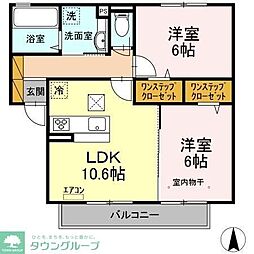 グランドゥールA棟 2LDKの間取図画像