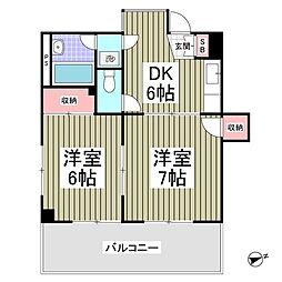 ニューパレス馬橋 2DKの間取図画像