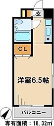 ジュネパレス松戸第41 ワンルームの間取図画像