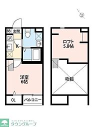ルーチェ南流山 1Kの間取図画像