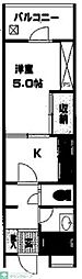 グランドルーシス 1Kの間取図画像