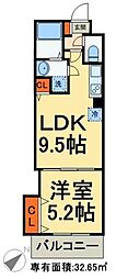 北松戸ヒルズ 1LDKの間取図画像
