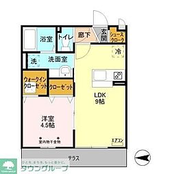 メゾーネ三郷中央 1LDKの間取図画像