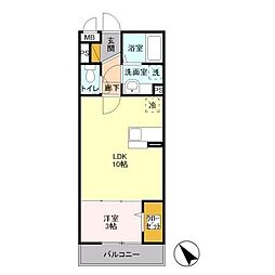 ヘリオス吉川美南ウラノス 1LDKの間取図画像