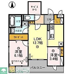 K-APARTMENT 2SLDKの間取図画像