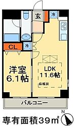 八潮パークスクエア 1LDKの間取図画像