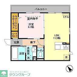 クレッセントコート 1LDKの間取図画像