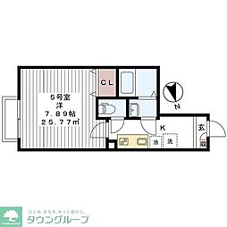 リロアン新松戸 1Kの間取図画像