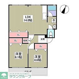 小暮コーポラス 2DKの間取図画像