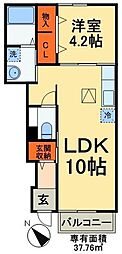 プティアンジュ 1LDKの間取図画像