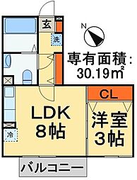 プレスティージュ大月 1DKの間取図画像