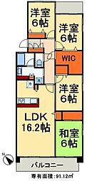 レジディア東松戸 3SLDKの間取図画像