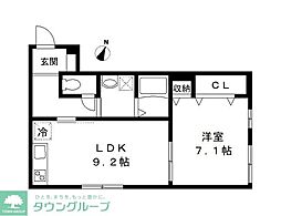 リヴェール 1LDKの間取図画像