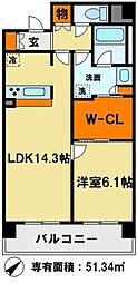 イルジェールヴィラ 1LDKの間取図画像