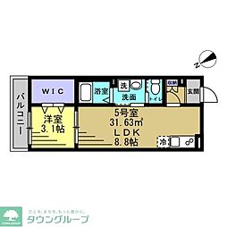 レアリゼ松戸 1LDKの間取図画像