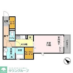 クレール馬橋 1Kの間取図画像