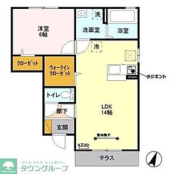 タウンハウスロエアスD 1LDKの間取図画像