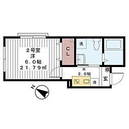 AJ津田沼2 1Kの間取図画像