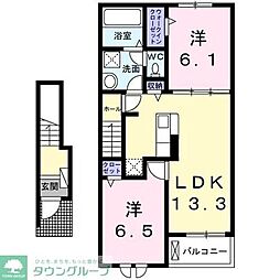 印西市草深アパート 2LDKの間取図画像