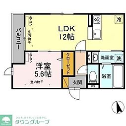 ジェンテーレ 1LDKの間取図画像