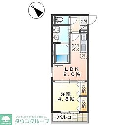 プラシード松戸 1LDKの間取図画像