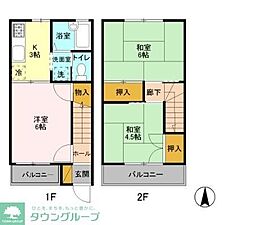 マルシンコーポB 3Kの間取図画像