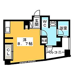 都営三田線 千石駅 徒歩2分の賃貸マンション 4階ワンルームの間取り