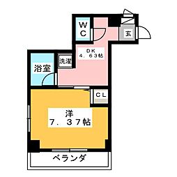 ベルフォレスト 2階1Kの間取り