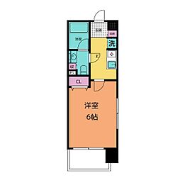 エコロジー白山レジデンス 2階1Kの間取り