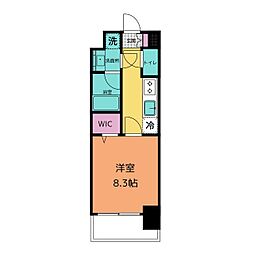 グラシーナ文京 5階1Kの間取り